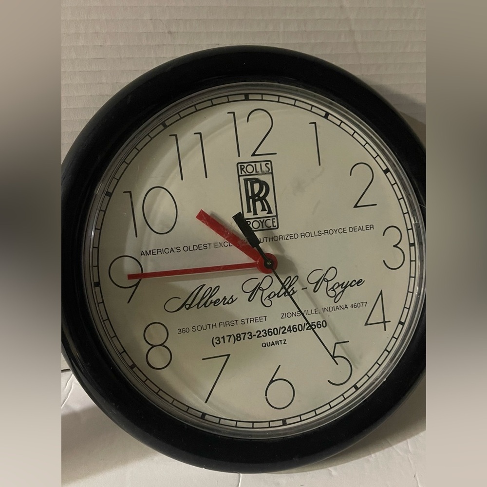 Black vintage Albres Rolls Royce Wall Clock outta Chicago